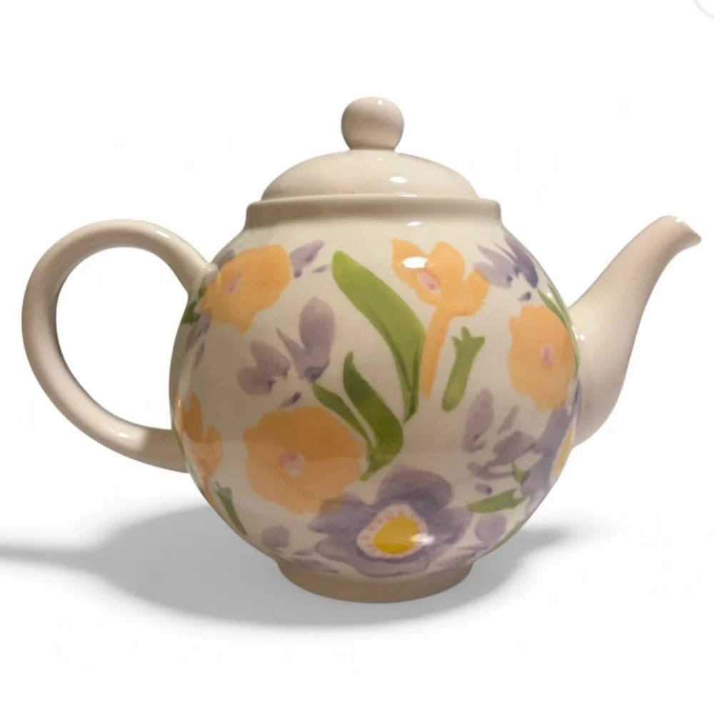 Threshold Floral Watercolor Pastel Spring Easter Ceramic Teapot